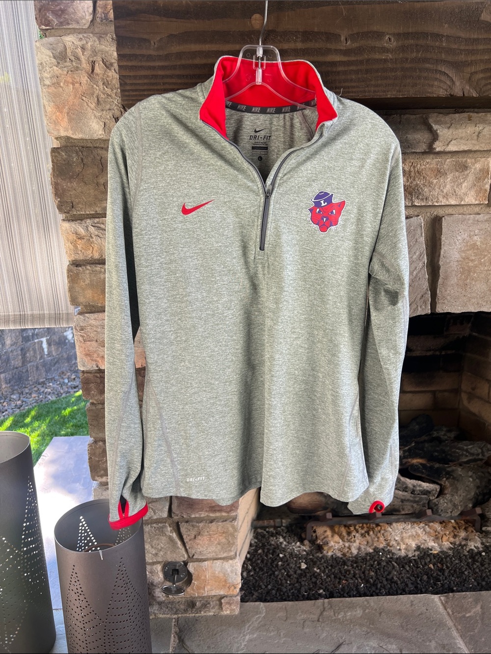 Nike Women’s Linfield Gray Dri-FIT Quarter-Zip Pullover with Red Accents Large